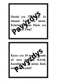 Žmogaus amžiaus skaičiavimas. Tekstiniai uždaviniai