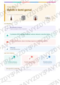 Aukšti ir žemi garsai 3-4 kl.: 20 užduočių, SUP, stalo žaidimas ir QR