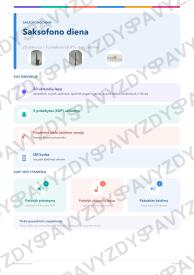 Saksofono diena 1-2 kl.: 20 užduočių, SUP, stalo žaidimas ir QR
