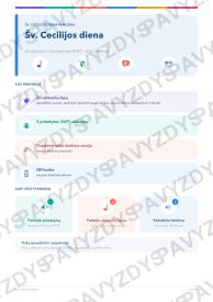 Šv. Cecilijos diena 1-2 kl.: 20 užduočių, SUP, stalo žaidimas ir QR