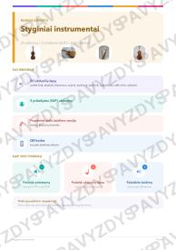 Styginiai instrumentai 3-4 kl.: 20 užduočių, SUP, stalo žaidimas ir QR