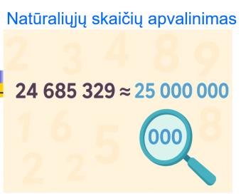 Natūraliųjų skaičių apvalinimas