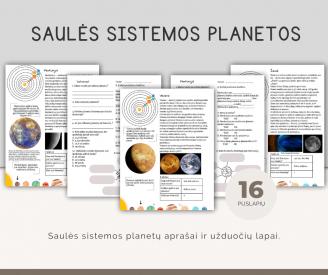 Saulės sistemos planetų aprašymai ir užduotys