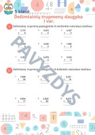 Užduotys ir žaidimas - Dešimtainių trupmenų daugyba iš natūraliojo skaičiaus