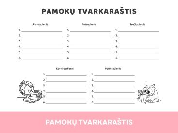 Nespalvotas pamokų tvarkaraštis vaikams: atsispausdink nemokamai