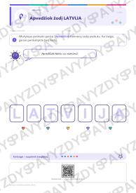 Latvijos nepriklausomybės diena 1-2 kl.: 20 užduočių, SUP, stalo žaidimas ir QR