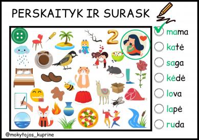 Žodžių medžioklė atviri skiemenys