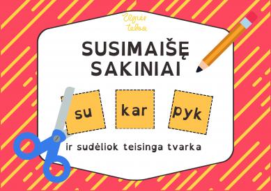 Skaitymo įtvirtinimo priemonė. Sakinių dėliojimas PDF lietuvių ir anglų k. Upės teka