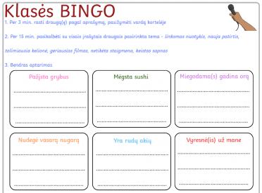Klasės BINGO