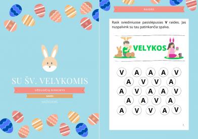 Lietuvių kalba mažiesiems. Raidžių užduotys Velykų šventei