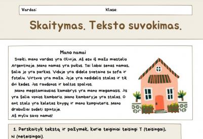 Teksto suvokimo užduotis 