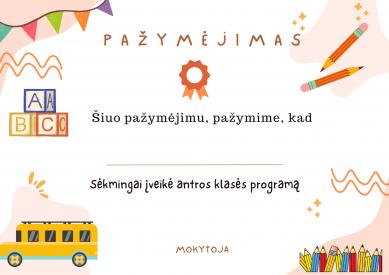 Pažymėjimai baigimo proga
