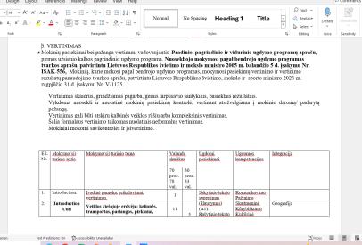 Ilgalaikis planas 9kl pagal atnauintas programas