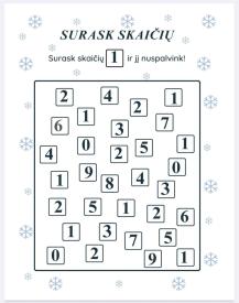 Skaičiai 1-10. Žiema