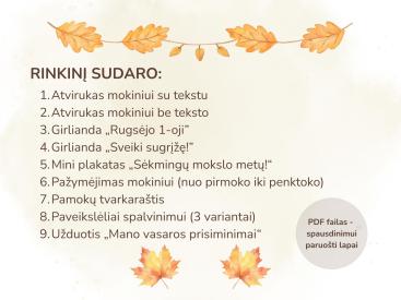 Rugsėjo 1-osios šventinis rinkinys: dekoracijos, užduotys ir spalvinimas
