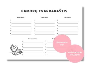 Nespalvotas pamokų tvarkaraštis vaikams: atsispausdink nemokamai