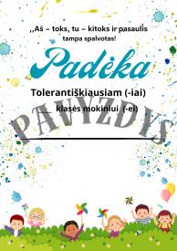 Padėkos maketas tolerantiškiausiam mokiniui ir tolerantiškiausiai mokinei