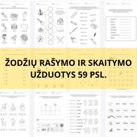 59 PSL. ŽODŽIŲ RAŠYMO IR SKAITYMO UŽDUOTYS 5-7 METŲ VAIKAMS