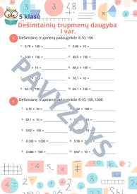 Užduotys ir žaidimas - Dešimtainių trupmenų daugyba iš natūraliojo skaičiaus