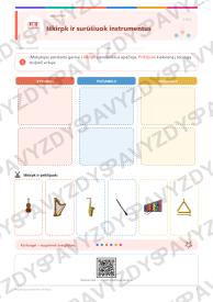 Muzikos pavadavimo rinkinys 3-4 kl.: 20 užduočių, SUP, stalo žaidimas ir QR