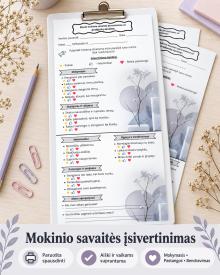 Mokinio įsivertinimas už I pusmetį