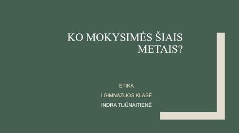 Etika I gimnazijos klasei. Pirmosios 3 pamokos. 30.1.1 Pažįsta savo unikalumą