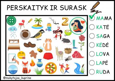Žodžių medžioklė atviri skiemenys