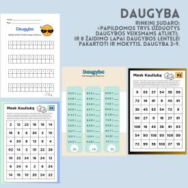 Daugyba. Smagios užduotys daugybos lentelei įtvirtinti. Daugybos veiksmai nuo 2 iki 9.