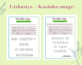 Pavasaris. Kaziuko mugė. Žodžių paieška, iššifravimas ir labirintai.