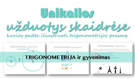 RINKINYS Trigonometrija: Radianas Vienetinis apskritimas Kairės rankos taisyklė Sin Cos - SKAIDRĖS