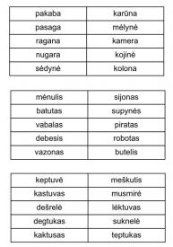 Kortelių rinkinys SUDĖLIOK IŠ SKIEMENŲ PRASMINGUS ŽODŽIUS