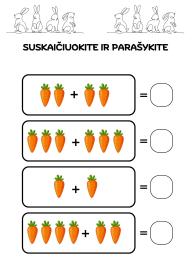 Mokomės sudėti skaičiuku iki 10, 25 lapai