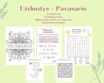 Pavasaris. Kaziuko mugė. Žodžių paieška, iššifravimas ir labirintai.