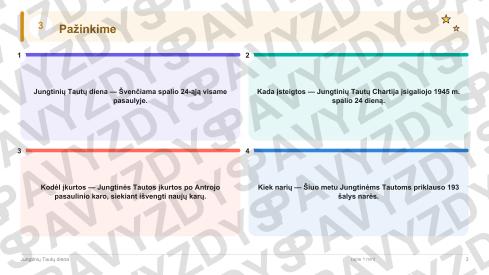 Jungtinių Tautų diena 3-4 kl.: 20 užduočių, SUP, stalo žaidimas ir QR