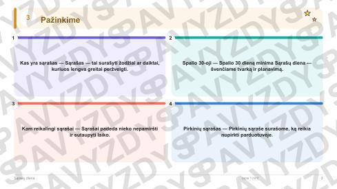 Sąrašų diena 1-2 kl.: 20 užduočių, SUP, stalo žaidimas ir QR