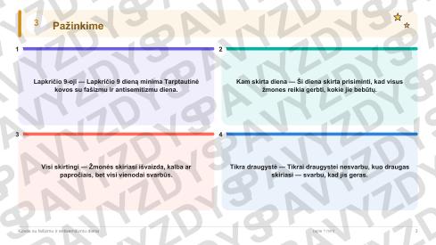 Kovos su fašizmu ir antisemitizmu diena 1-2 kl.: 20 užduočių, SUP, stalo žaidimas ir QR