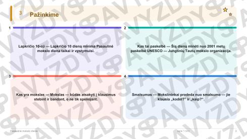 Pasaulinė mokslo diena 1-2 kl.: 20 užduočių, SUP, stalo žaidimas ir QR