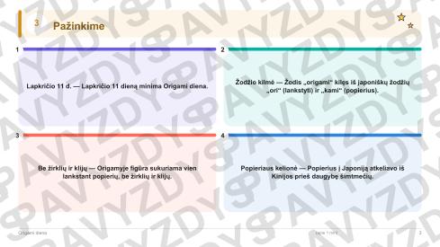 Origami diena 1-2 kl.: 20 užduočių, SUP, stalo žaidimas ir QR
