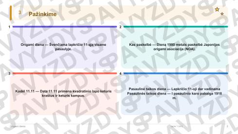 Origami diena 3-4 kl.: 20 užduočių, SUP, stalo žaidimas ir QR