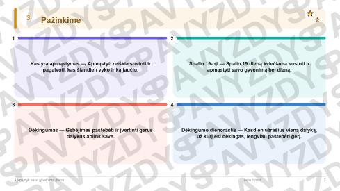 Apmąstyk savo gyvenimą diena 1-2 kl.: 20 užduočių, SUP, stalo žaidimas ir QR