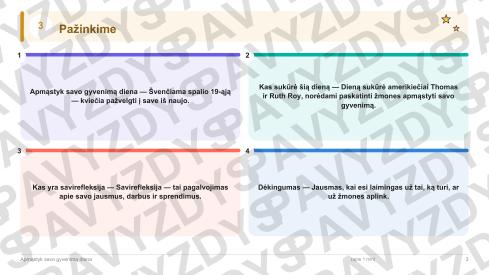 Apmąstyk savo gyvenimą diena 3-4 kl.: 20 užduočių, SUP, stalo žaidimas ir QR