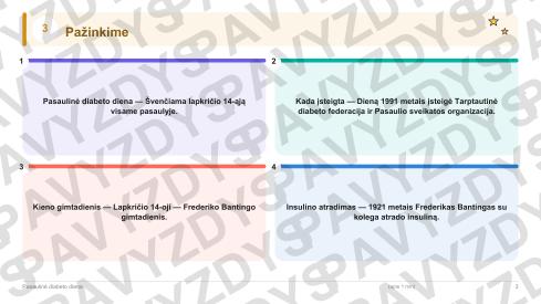 Pasaulinė diabeto diena 3-4 kl.: 20 užduočių, SUP, stalo žaidimas ir QR