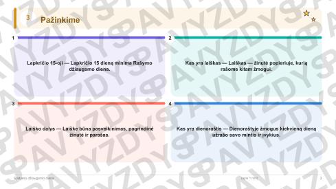 Rašymo džiaugsmo diena 1-2 kl.: 20 užduočių, SUP, stalo žaidimas ir QR