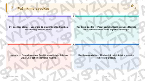Šv. Cecilijos diena 3-4 kl.: 20 užduočių, SUP, stalo žaidimas ir QR