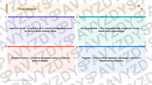 Kovos su smurtu prieš moteris diena 1-2 kl.: 20 užduočių, SUP, stalo žaidimas ir QR