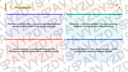 Psichikos sveikatos diena 3-4 kl.: 20 užduočių, SUP, stalo žaidimas ir QR