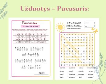 Pavasaris. Kaziuko mugė. Žodžių paieška, iššifravimas ir labirintai.