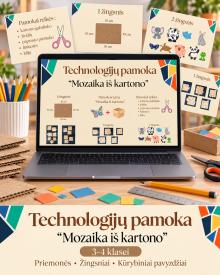 Technologijų pamoka. Mozaika iš kartono