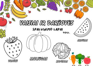 Vaisiai ir daržovės: spalvinimo lapai