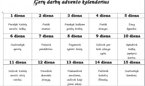 Gerų darbų advento kalendorius